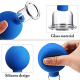 4 Pieces Glass Cupping Set Glass Silicone Cupping Cups Massage Vacuum Suction Cupping Cups for Body Face Leg Arm Back Shoulder Muscle and Joint Pain (Blue)