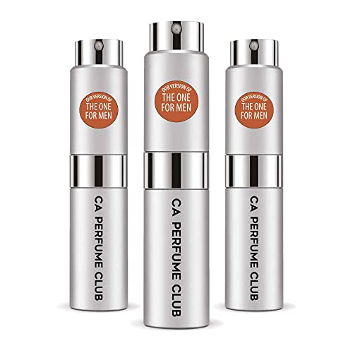 CA Perfume Impression of Dolce & Gab The One For Men Replica Version Fragrance Dupes Concentrated Long Lasting Eau de Parfum Spray Refillable Atomizer Bottle 0.27 Fl Oz-X3
