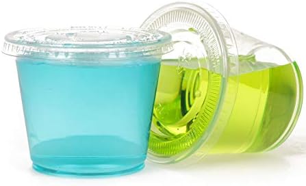 Golden Apple, 5.5-Ounce 125sets Clear Plastic Jello Shot Souffle Cups with Lids, Souffle Cups, Condiment Cups, Parfait Cups, Dessert Cups,…