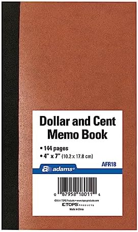 Adams Dollar and Cent Memo Book, 7 x 4 Inches, 144 Pages (AFR18)