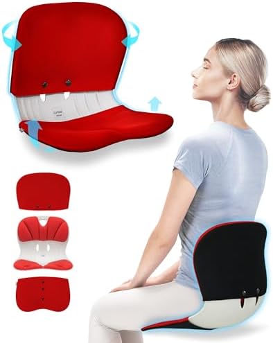 curble WIDER(Standard Wide) COVER SET – Lower Back Support Chair with Detachable Cover, Lumbar Support Posture Corrector, Back Pain Relief (Set Red)