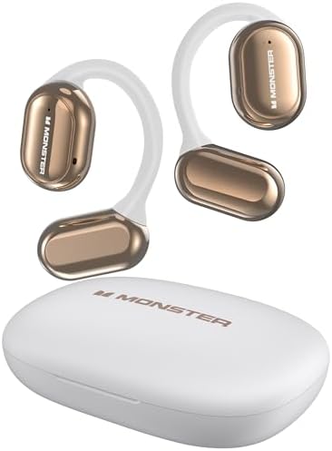 Monster Open Free AC100 Open Ear Headphones, Bluetooth 5.3 Wireless Headphones with Earhooks, Immersive Stereo Sound by Dual Large Driver, Clear Talk, 30H Playtime,Waterproof Sport Earbuds for Running