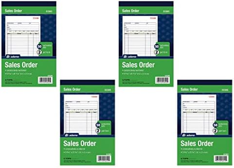Adams Sales Order Book, 2-Part, Carbonless, White/Canary, 5-9/16 x 8-7/16 Inches, 50 Sets per Book (DC5805), 4 Pack