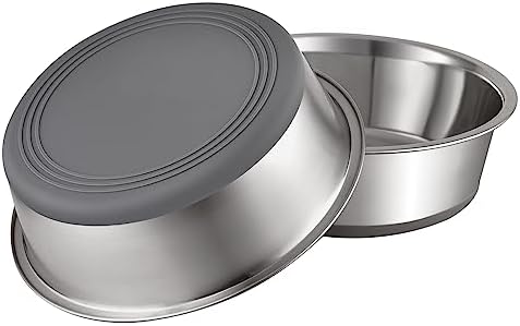 PEGGY11 Stainless Steel Metal Cat Bowls, Nonslip Rubber Bottom, Dishwasher Safe, Easy to Clean - 2 Pack, Each Holds 2 US Cup