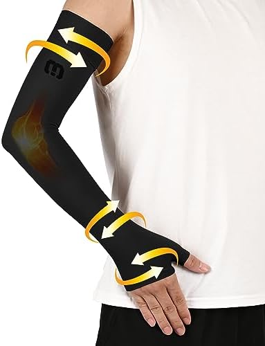 MGANG Lymphedema Compression Arm Sleeve with Gauntlet for Women Men, Opaque, 20-30 mmHg Medical Graduated Compression Full Arm Support, Thumb Lymph Edema Arm Sleeve, Pain Relief, Arthritis, Black XXL