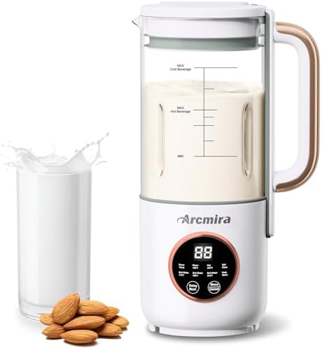 𝟴 𝗶𝗻 𝟭 Automatic Nut Milk Maker, 35 oz(1000ml) Homemade Oat, Soy, Plant-Based and Dairy Free Beverages, Almond Milk Maker with Delay Start/Keep Warm/Boil Water, Soy Milk Maker with Nut Milk Bag