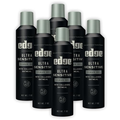 Edge Shaving Gel for Men, Ultra Sensitive with Colloidal Oatmeal, (6 Pack) - Shave Gel For Men That Moisturizes, Protects and Soothes To Help Reduce Skin Irritation
