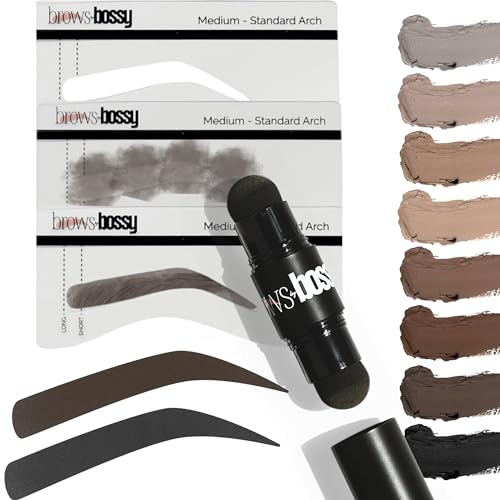 Dual-Color Eyebrow Stamp Stencil Kit with 9 Reusable Eyebrow Stencils for Professional Brow Stamping Shaping Kit and Instant Long Lasting Filling and Waterproof Tinting Definer