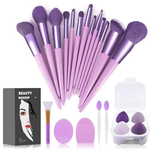 Makeup Brushes 22 Pcs Makeup Kit,Foundation Brush Eyeshadow Brush Make up Brushes Set (Purple, 22 Piece Set Large)