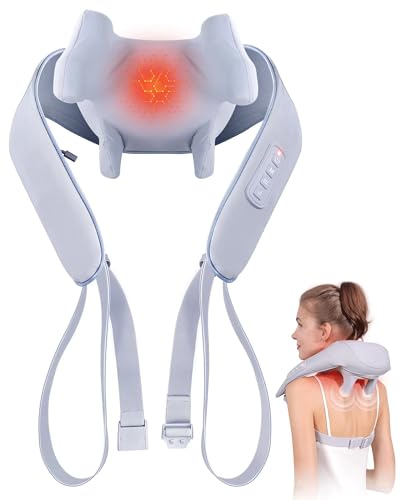 MASGRE Neck Massager for Pain Relief Deep Tissue, Massager for Neck and Shoulder Pain, Cordless Neck Massager with Heat, Shiatsu Back Shoulder and Neck Massager for Cervical Leg, Ideal Gifts