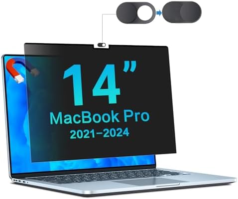Magnetic Privacy Screen for MacBook Pro 14 Inch (2021, 2022, 2023, 2024，M1, M2, M3, M4，Pro, Max) Removable Laptop Privacy Filter Shield and Matte Anti-Glare Blue Light Protector
