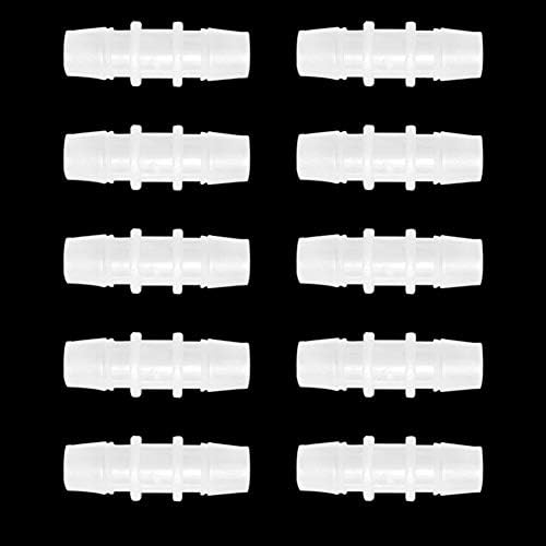 Plastic Hose Barb Fitting 1/4" x 1/4" Pipe Connectors Joint Splicer Mender Adapter Union for Aquarium Household Adapters Fuel Gas Liquid Air (Pack of 10)
