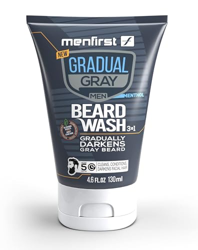 MENFIRST Gradual Gray Darkening Beard Wash for Men - Dark Shades Beard Shampoo - Hypoallergenic, Harsh Chemical-Free, Dermatologist Tested Beard Dye - 4.6 Fl Oz (Pack of 1)