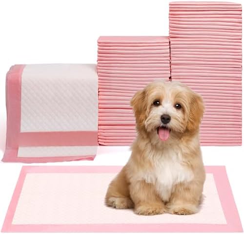 Pet Toilet Training Pads 100Count Disposable Puppy Pee Pads 18" x 13" for Dogs, Ultra Absorbent|Quick Dry|Leak-Proof Pet Potty Pads for Dog, Cat, Rabbits and Guinea Pigs (Pink)