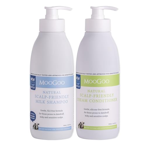MooGoo Natural Milk Shampoo & Cream Conditioner Pack - For Itchy, Dry, Eczema, Psoriasis & Dandruff Prone Scalps – SLS, Silicone, Sulfate & Paraben Free - Natural & Gentle Formula – 2x 500ml