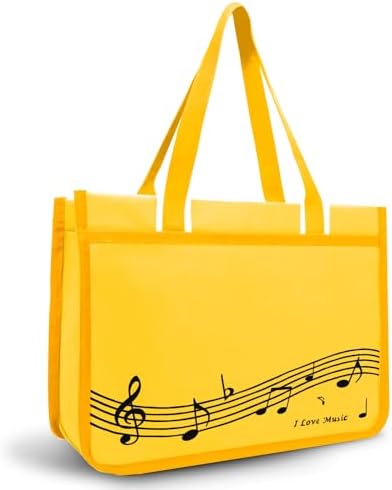 BestSounds Piano Bag, Zipper Waterproof Music Book Tote Bag Piano Accessories for Students Kids, Women, Gifts for Musicians (Yellow Music)