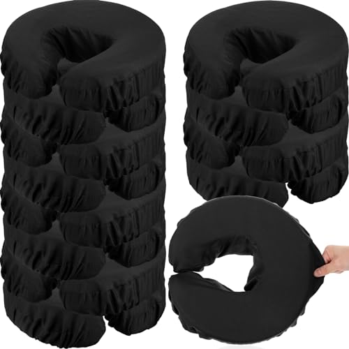 Tatuo 12 Pcs Face Cradle Covers for Massage Head Rest Microfiber Reusable Soft Thicker Massage Table Face Covers Oil Proof Headrest Cradle Sheets for Spa Beauty(Black)
