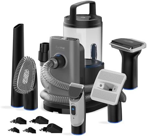 Professional Pet Grooming Vacuum Kit - Cat & Dog Grooming Kit for Easy Pet Care at Home, Quiet & Safe Dog Hair Remover Machine with Brush, Clipper, Shedding & Cleaner Tools & 2L Canister