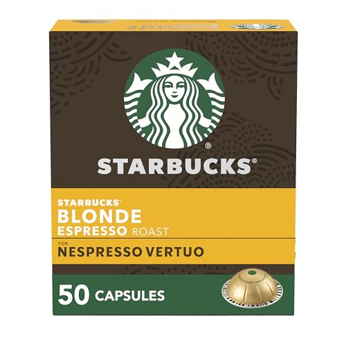 Starbucks by Nespresso Vertuo, Blonde Roast Espresso, 50-count Espresso Pods, Brews, 1.35 oz.