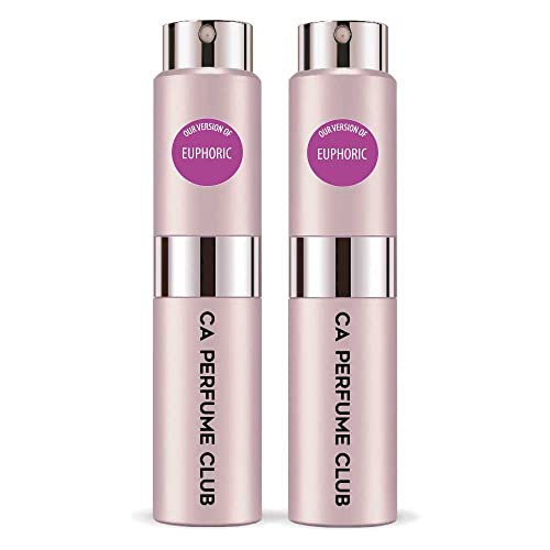 CA Perfume Impression of Calvin K. Euphoric For Women Replica Version Fragrance Dupes Concentrated Long Lasting Eau de Parfum Spray Refillable Atomizer Bottle 0.27 Fl Oz-X2