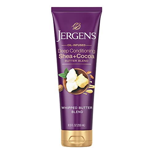 Jergens Shea and Cocoa Whipped Body Butter Lotion, Tone Enriching Hand And Body Lotion for Dry Skin, with Vitamins B3 & E, 8.5 Oz