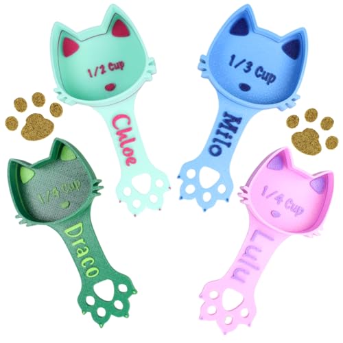 Personalized Cat Food kibble Scoop Custom Cat Scoop Pet Kibble Scoop Pet Food dispenser Cat Measuring Scoop New Cat Gift Idea Cat Lover Gift (4oz - 1/2 Cup)