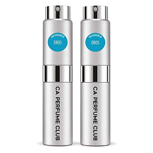 CA Perfume Impression of Eros For Men Replica Version Fragrance Dupes Concentrated Long Lasting Eau de Parfum Spray Refillable Atomizer Bottle 0.27 Fl Oz-X2