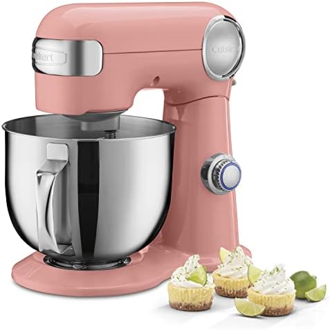 Cuisinart SM-50CO Precision Master 5.5-Quart 12-Speed Stand Mixer with Mixing Bowl, Chef's Whisk, Flat Mixing Paddle, Dough Hook, and Splash Guard with Pour Spout, Blushing Coral, Manual