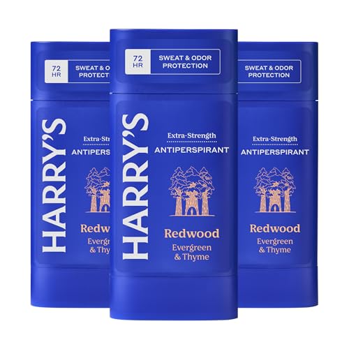 Harry's Extra-Strength Antiperspirant Deodorant, Sweat & Odor Control Antiperspirant for Men, Redwood, 2.5 oz Pack of 3