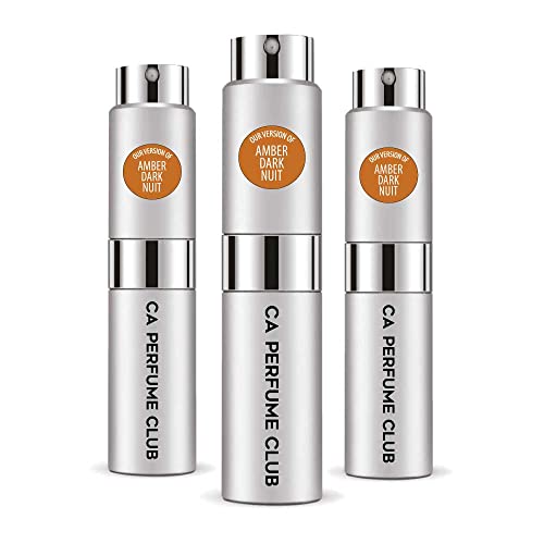 CA Perfume Impression of Christian D. Amber Dark Nuit For Women & Men Replica Version Fragrance Dupes Concentrated Long Lasting Eau de Parfum Spray Refillable Atomizer Bottle 0.27 Fl Oz-X3