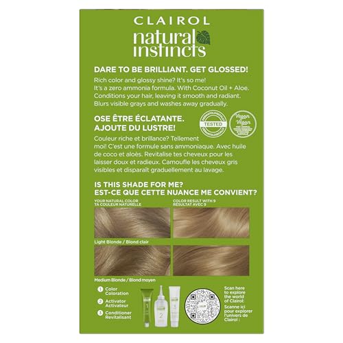 Clairol Natural Instincts Demi-Permanent Hair Dye, 9 Light Blonde Hair Color, Pack of 3