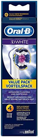 Oral-B Genuine 3D White Replacement Toothbrush Heads, Refills for Electric Toothbrush, Polishes to Remove Stains for Whiter Teeth, Pack of 4