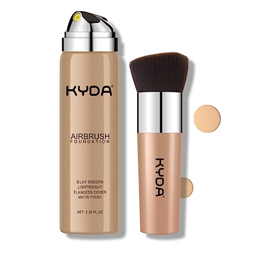 KYDA AirBrush Foundation Spray, Silky Foundation Mist Makeup, Flawless Coverage for Smooth Creamy Nude Finish, Breathable Blendable Lasting Formula, Moisturizing Makeup Primer-#310 Sunny Beige