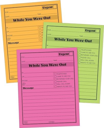 Adams While You Were Out Pads, 4.25 x 5.25 Inches, Assorted Neon Colors, 50 Sheets/Pad (6-Pack) (9711NEON)