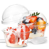 Fit Meal Prep [50 Pack] 5 oz Clear Plastic Dessert Cups with Dome Lids and Sporks, Disposable Parfait Cups with Lids, Fruits Cups No Hole, Party Containers for Yogurt, Ice Cream, Snacks, Pudding