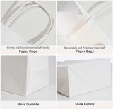 RACETOP 100 Pack Small Gift Bags 5.8x3.2x8.25 Inch White Kraft Paper Bags with Handles Bulk, Retail Shopping Bags for Birthday Party Favors, Grocery, Wedding, Craft