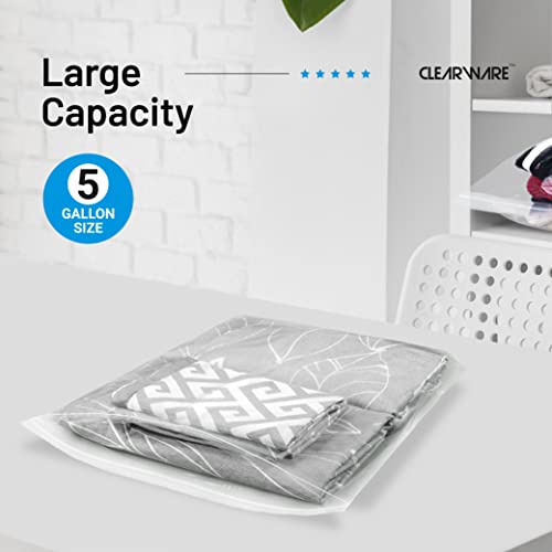 Clearware 50 Large Plastic Bags With Zipper Top - 5 Gallon Bags 18" x 24", Extra Large Storage Bags for Clothes, Travel, Moving, Large Reusable freezer bags, BPA-Free, 2-mil Thick Clear Plastic Bags