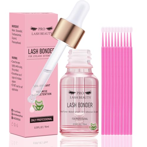 Lash Bonder for Eyelash Extensions Super Bonder Glue Accelerator with 10Pcs cotton swab Lash Extension Sealant Longer Retention Waterproof Oil-proof Special Dropper design for Dose Control(Aloe,15ml)
