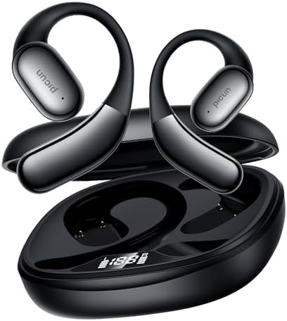 Picun Open Ear Headphones Wireless Bluetooth 5.4, Wireless Earbuds with Earhooks, HiFi Stereo, IP54 Waterproof, Built-in Microphone, 30H Playtime, Fast Charging, Sports Earphones for iPhone & Android