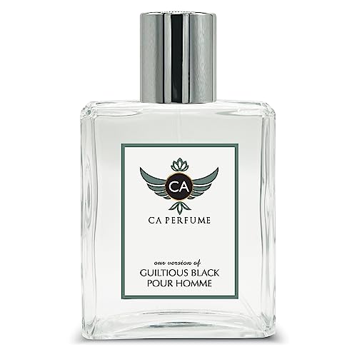 CA Perfume Impression of Guiltiness Black Pour Homme For Men Replica Fragrance Dupes Eau de Parfum Spray Bottle 3.4 Fl Oz/100ml-X1
