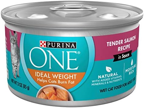 Purina ONE Natural Weight Control Wet Cat Food, Ideal Weight Tender Salmon Recipe - (Pack of 24) 3 oz. Pull-Top Cans
