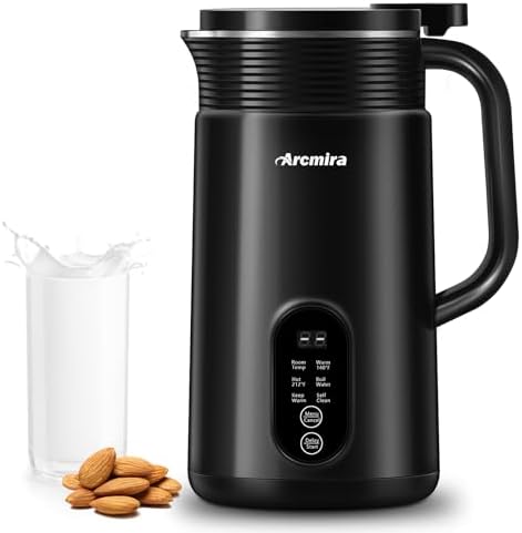 𝟲 𝗶𝗻 𝟭 Nut Milk Maker, 20 oz(600ml) Homemade Almond, Soy, Oat, Plant-Based Milk and Non-Dairy Beverages, Almond Milk Maker with Delay Start/Boil Water/Keep Warm, Soy Milk Maker with Nut Milk Bag