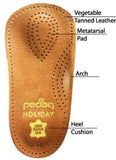 Pedag Holiday | 3/4 Length Sheepskin Orthotic Inserts | Handmade in Germany | Arch Support | Metatarsal Pad | Heel Cushion | Fits Low Profile Tight Shoes | Tan | 1 Pair | US Men 14 / EU 47