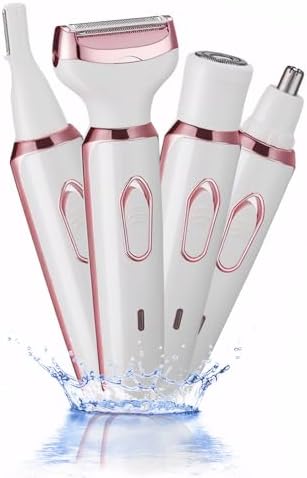 Electric Razors for Women, 4-in-1 Women’s Facial Hair Removal, Face Shaver Ebrow Trimmer Pubic Shaver Bikini Trimmer Portable Ladies Shaver Womens Razors for Shaving