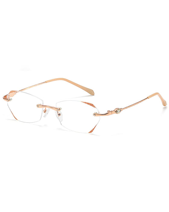 TERAISE Frameless Reading Glasses For Women With Blue Light Blocking,Fashion Diamond (1.5 x) Cutting Rimless Eyeglasses