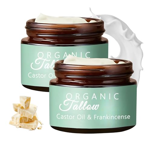 Grass-fed Beef Tallow with Frankincense Oil & Castor oil, Organic Beef Tallow Moisturizer for Skin, Tallow and Manuka Honey Balm for Skin Face Body (2)
