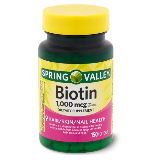 Spring - Valley Biotin 1000 Mcg Softgels for Healthy Skin, Hair and Nails - 150 Softgels Pack of 2 300 Count (Pack of 1)