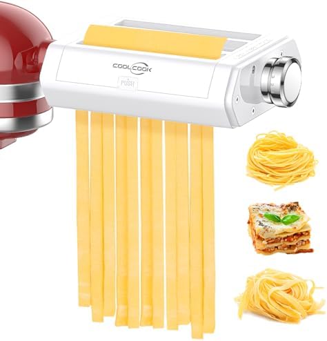 Pasta Attachment for KitchenAid Stand Mixers, 3 in 1 Pasta Maker Set for Kitchenaid, Includes Pasta Roller, Pasta Cutter and Fettuccine Cutter with Cleaning Brush