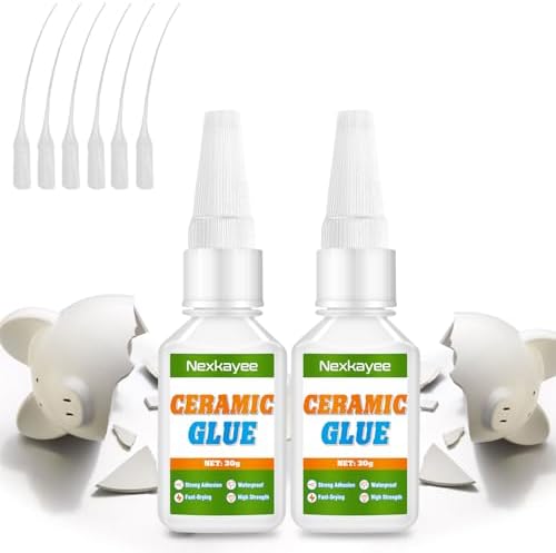 Ceramic Glue, Fast-Drying Porcelain Adhesive, Transparent Superglue for Repairing Ceramics, Pottery and DIY Crafts, 60g (Pack of 2)