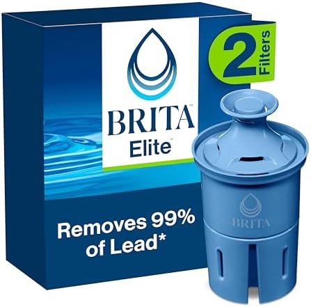 Brita Elite Water Filter Replacements for Pitchers and Dispensers, NSF Certified to Remove 99% of Lead, 2 Count, Blue